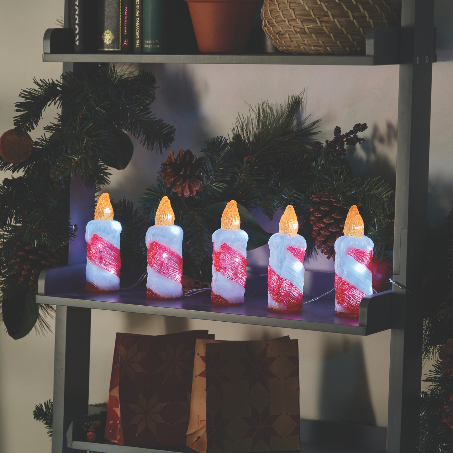 Set of 5 InLit LED Acrylic Candles – Cool White Christmas Lights for Indoor & Outdoor Decoration