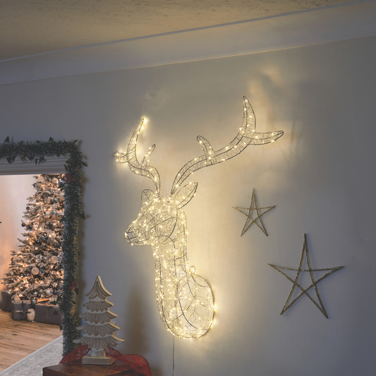 250 LED Stag Head Light – Cluster Effect Christmas Decoration (Indoor & Outdoor, 75cm)